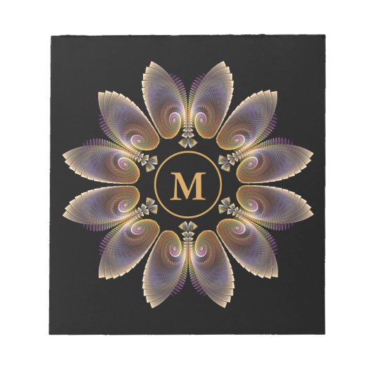 Bloc-note Ailes d'ange abstraites Mandala Fractale Monogramm (Devant)
