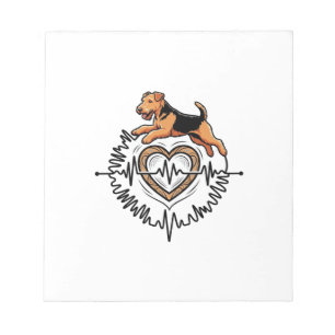 Bloc-note Airedale Terrier Chien qui saute coeur Ligne Ekg
