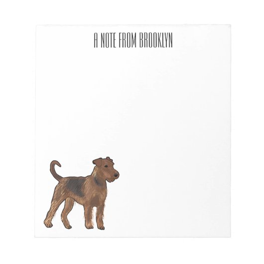 Bloc-note Airedale terrier dog cartoon (Devant)