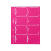 Bloc-note Ajouter Logo Simple Girly Bright Pink Weekly Plann (Tourné)