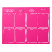 Bloc-note Ajouter Logo Simple Girly Bright Pink Weekly Plann (Devant)