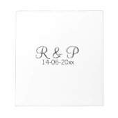 Bloc-note Ajouter monogramme du nom du couple ajouter date a (Devant)