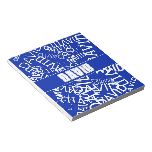 Bloc-note Ajouter n'importe quel nom, nom collage En bleu &  (Incliné)