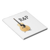 Bloc-note Ajouter votre nom texte brun acoustique guitare mo (Incliné)