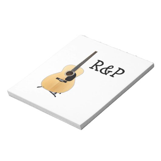 Bloc-note Ajouter votre nom texte brun acoustique guitare mo (Tourné)
