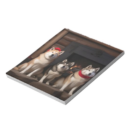 Bloc-note Akita par le Noël de la cheminée (Tourné)