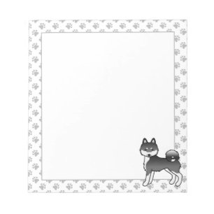 Bloc-note Alaskan Klee Kai noir et blanc Chien de dessin ani