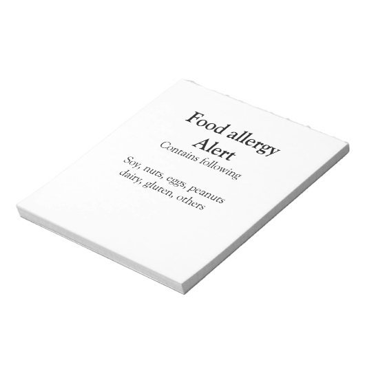 Bloc-note Alerte d'allergie alimentaire ajouter le nom texte (Tourné)