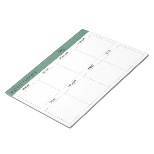 Bloc-note Alexandrite Teal Simple Modern Weekly Planner (Incliné)