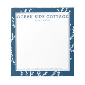 Bloc-note Algues, Élégant Indigo Nautical Beach House Style (Devant)