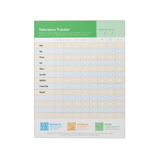 Bloc-note Allergen Intro Tracker US (Tourné)