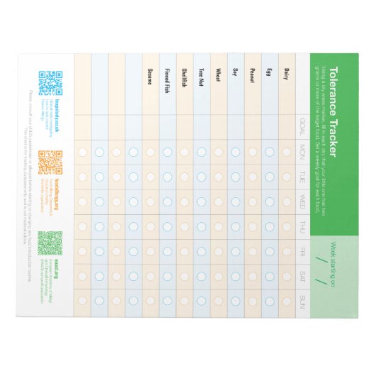 Bloc-note Allergen Intro Tracker US (Devant)