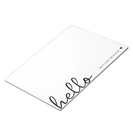 Bloc-note Allo minimal | Coeur moderne propre blanc simple (Incliné)