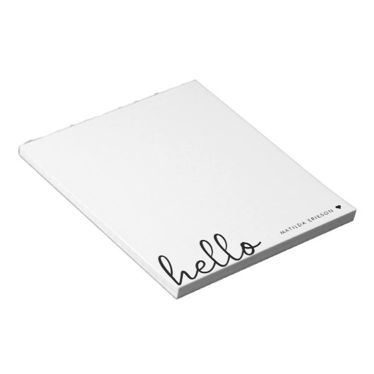 Bloc-note Allo minimal | Coeur moderne propre blanc simple (Incliné)