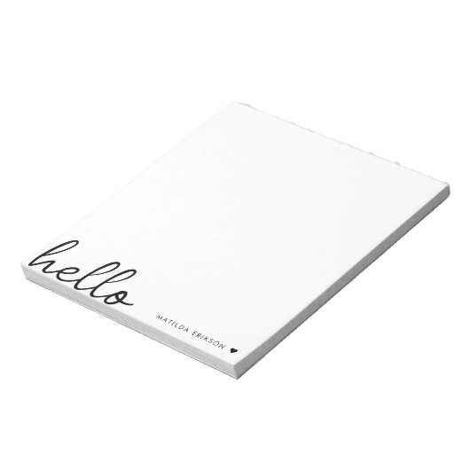Bloc-note Allo minimal | Coeur moderne propre blanc simple (Tourné)