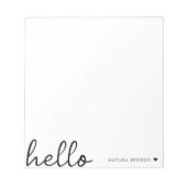 Bloc-note Allo minimal | Coeur moderne propre blanc simple (Devant)