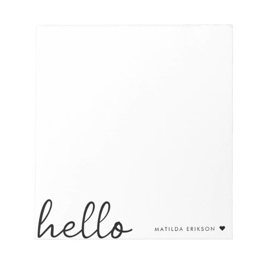 Bloc-note Allo minimal | Coeur moderne propre blanc simple (Devant)