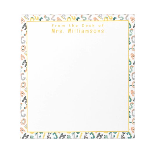 Bloc-note Alphabet Dinosaur mignon - Du bureau de l'enseigna (Devant)