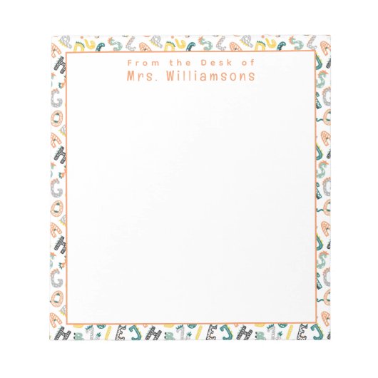 Bloc-note Alphabet Dinosaur mignon - Du bureau de l'enseigna (Devant)