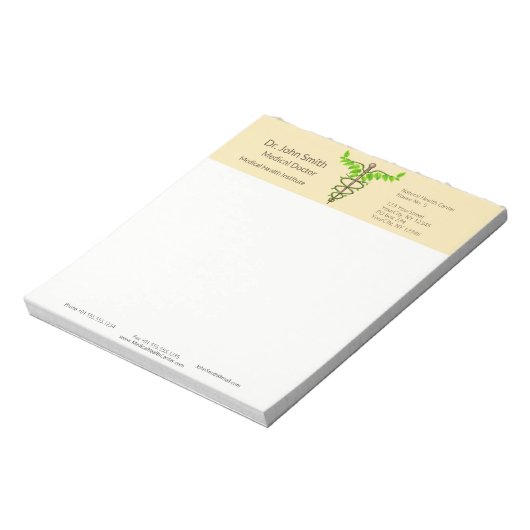 Bloc-note Alternative Médicale Caduceus Vert Feuilles Beige (Tourné)