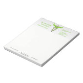 Bloc-note Alternative Médicale Caduceus Vert Feuilles Blanc (Tourné)