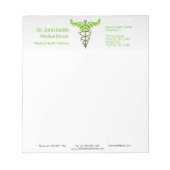 Bloc-note Alternative Médicale Caduceus Vert Feuilles Blanc (Devant)