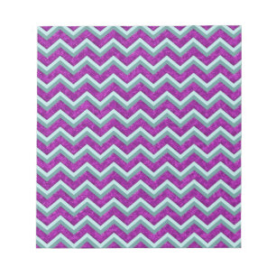Bloc-note Aluminium et motif de zigzag magenta de Teal