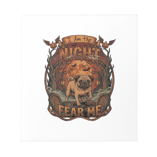 Bloc-note Am Night Fear Me Pug Halloween Moon_1 (Devant)