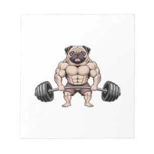 Bloc-note Amateur de pug musclé de levage de poids Kawaii