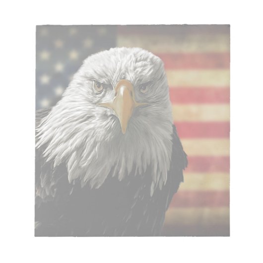 Bloc-note American Bald Eagle on Grunge Flag (Devant)