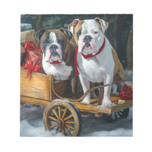 Bloc-note American Staffordshire enneigé traîneau de Noël