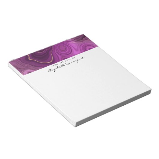 Bloc-note Améthyste Violet Et Agate Abstrait Or (Incliné)