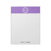 Bloc-note Améthyste Wht Cadre Rnd Clé Grecque Monogramme Ini (Tourné)