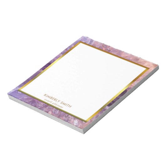 Bloc-note Amithyste mauve or minéral minéral personnalisé (Tourné)