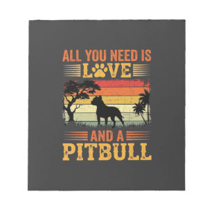 Bloc-note Amour de Pitbull Coucher de Soleil Rétro Chien