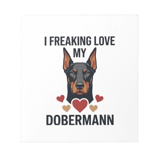 Bloc-note Amour fou pour le chien Dobermann Cœurs rouges_1 (Devant)