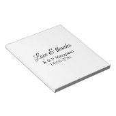 Bloc-note Amour & merci ajouter nom du couple mariage ajoute (Incliné)