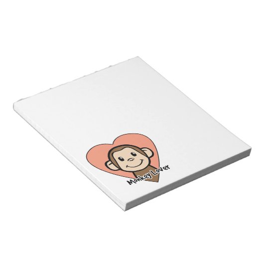 Bloc-note Amour mignon de singe de sourire de clipart (Incliné)