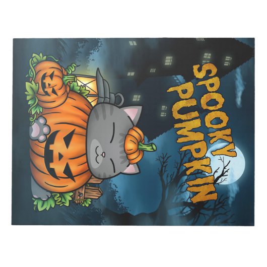 Bloc-note Amoureux des chats Halloween Citrouille de chat (Devant)