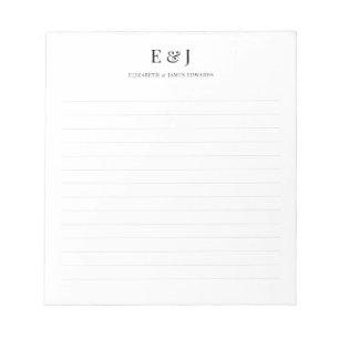 Bloc-note Ampersand classique élégant Couple initial