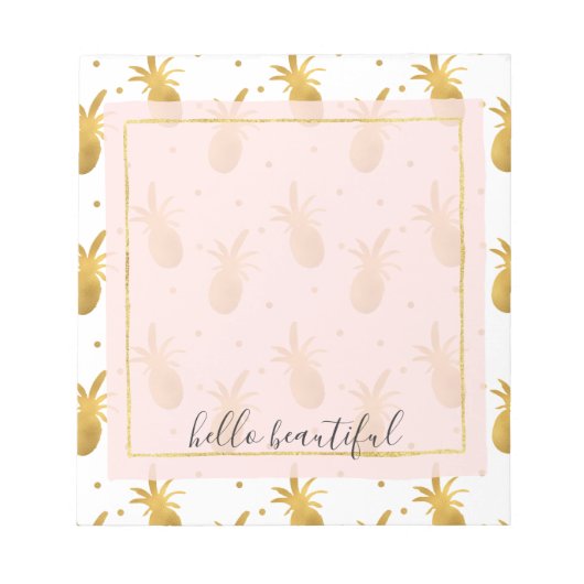 Bloc-note Ananas et points d'or (Devant)