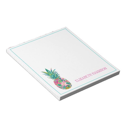 Bloc-note Ananas tropical rose et vert (Incliné)