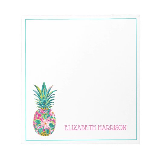 Bloc-note Ananas tropical rose et vert (Devant)