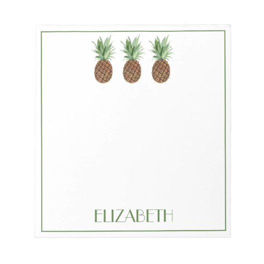 Bloc-note Ananas tropicaux Preppy Personnalisé (Devant)