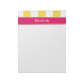 Bloc-note Ananas White XL Stripes, Raspberry Nom Monogramme (Tourné)