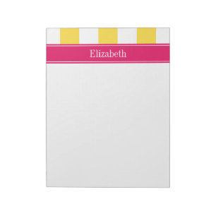 Bloc-note Ananas White XL Stripes, Raspberry Nom Monogramme