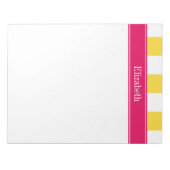 Bloc-note Ananas White XL Stripes, Raspberry Nom Monogramme (Devant)