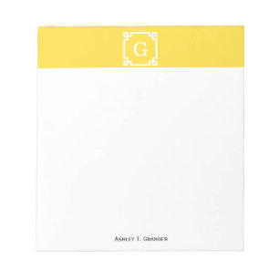 Bloc-note Ananas Wht cadre clé grecque #2 Monogramme initial
