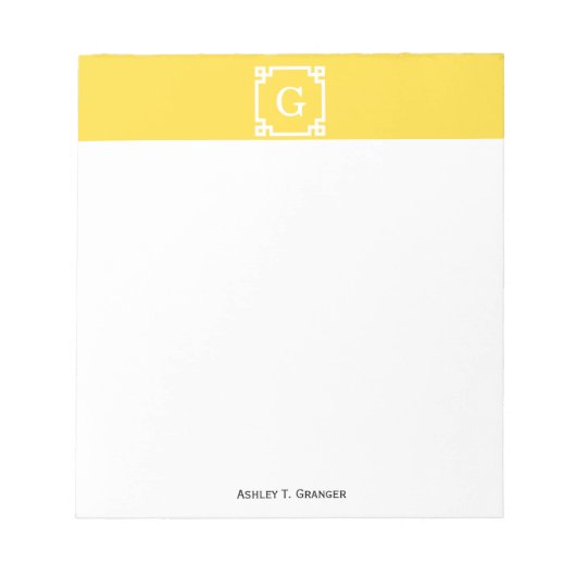 Bloc-note Ananas Wht cadre clé grecque #2 Monogramme initial (Devant)