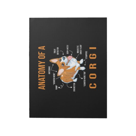Bloc-note Anatomie d'un chien de Corgi Funny (Tourné)